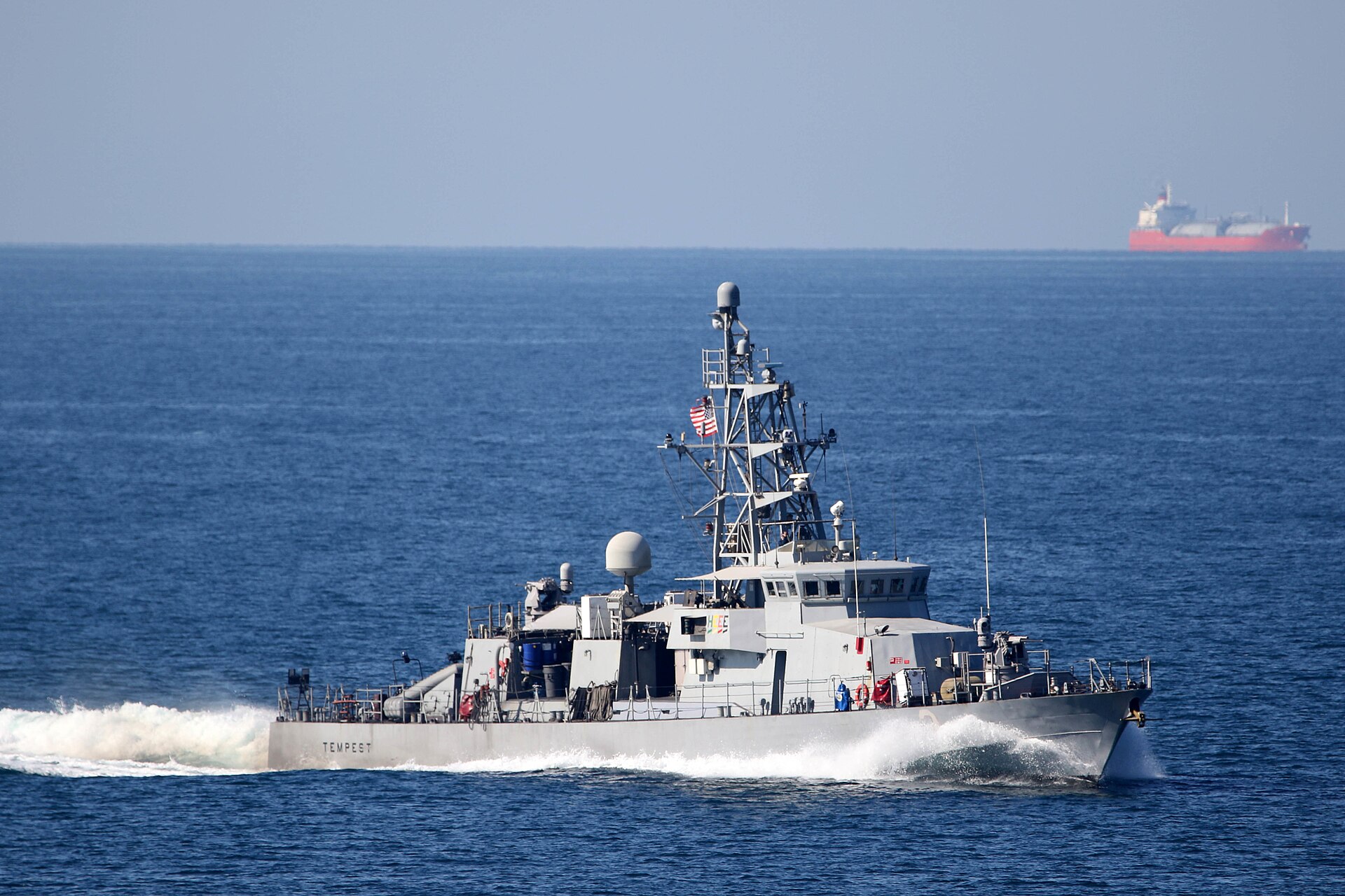USS Tempest patrol craft transits the Strait of Hormuz