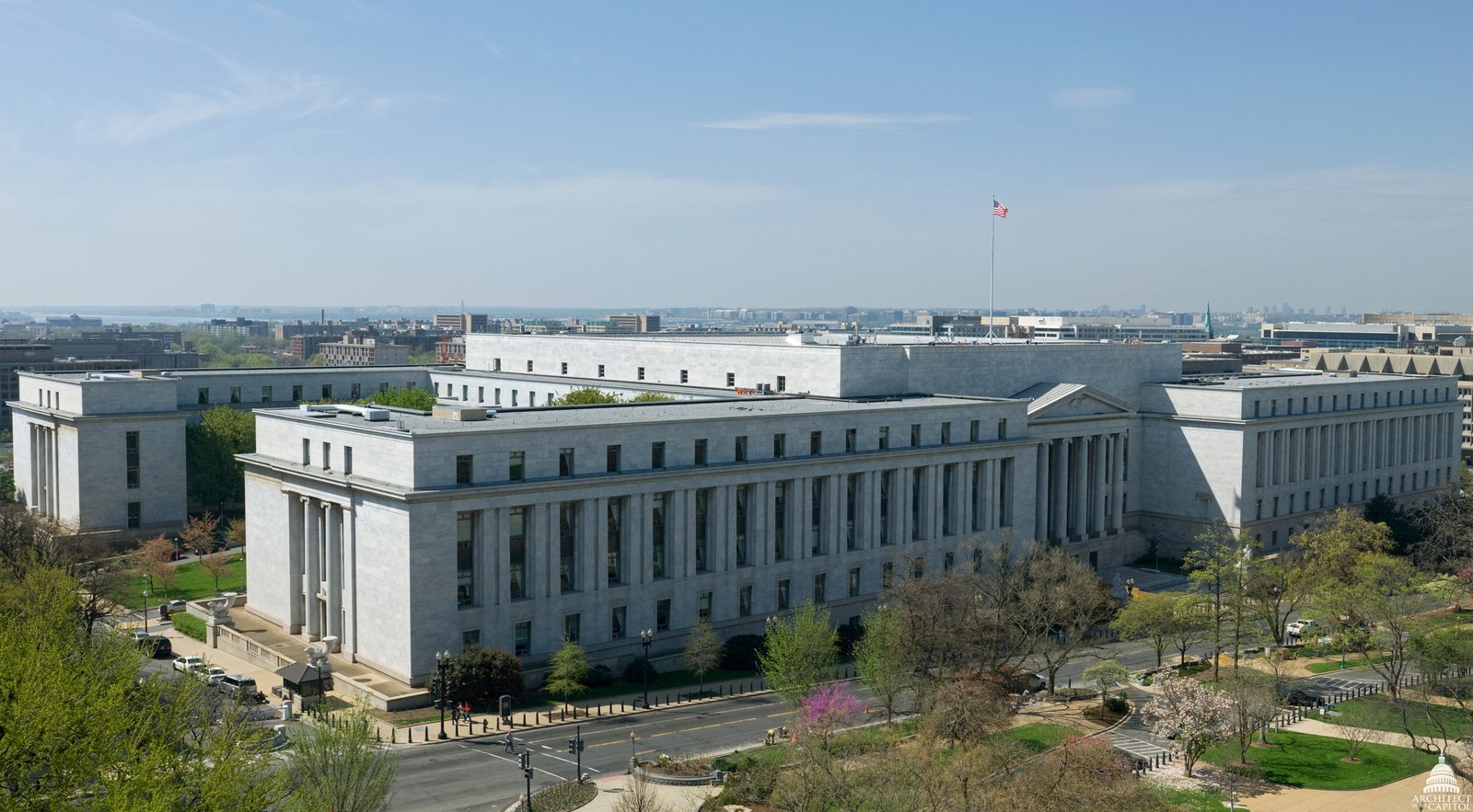 Exterior of the Rayburn House Office Building southwest of the U.S. Capitol