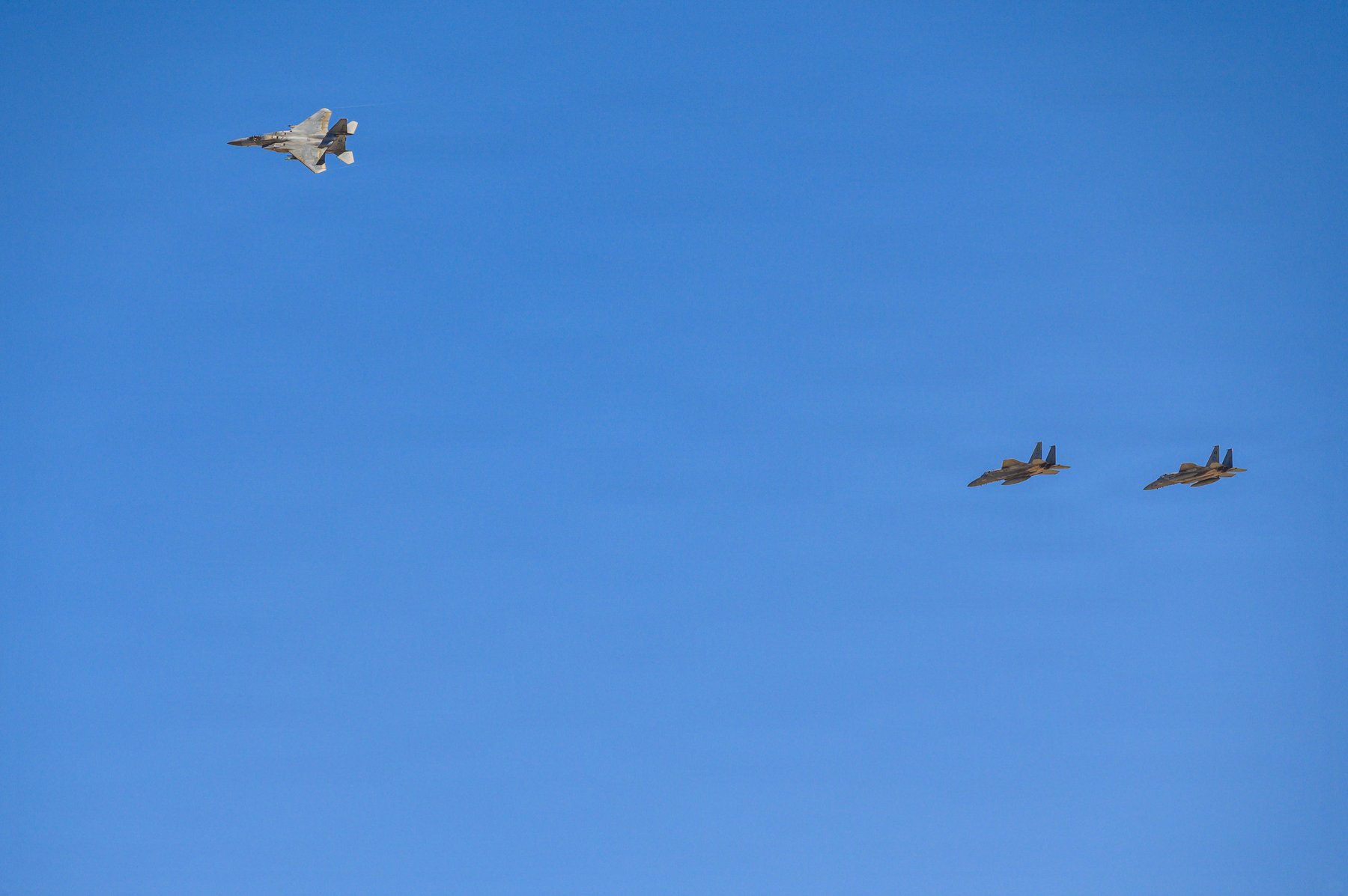 Royal Saudi Air Force F-15 aircraft flying during a Middle East exercise