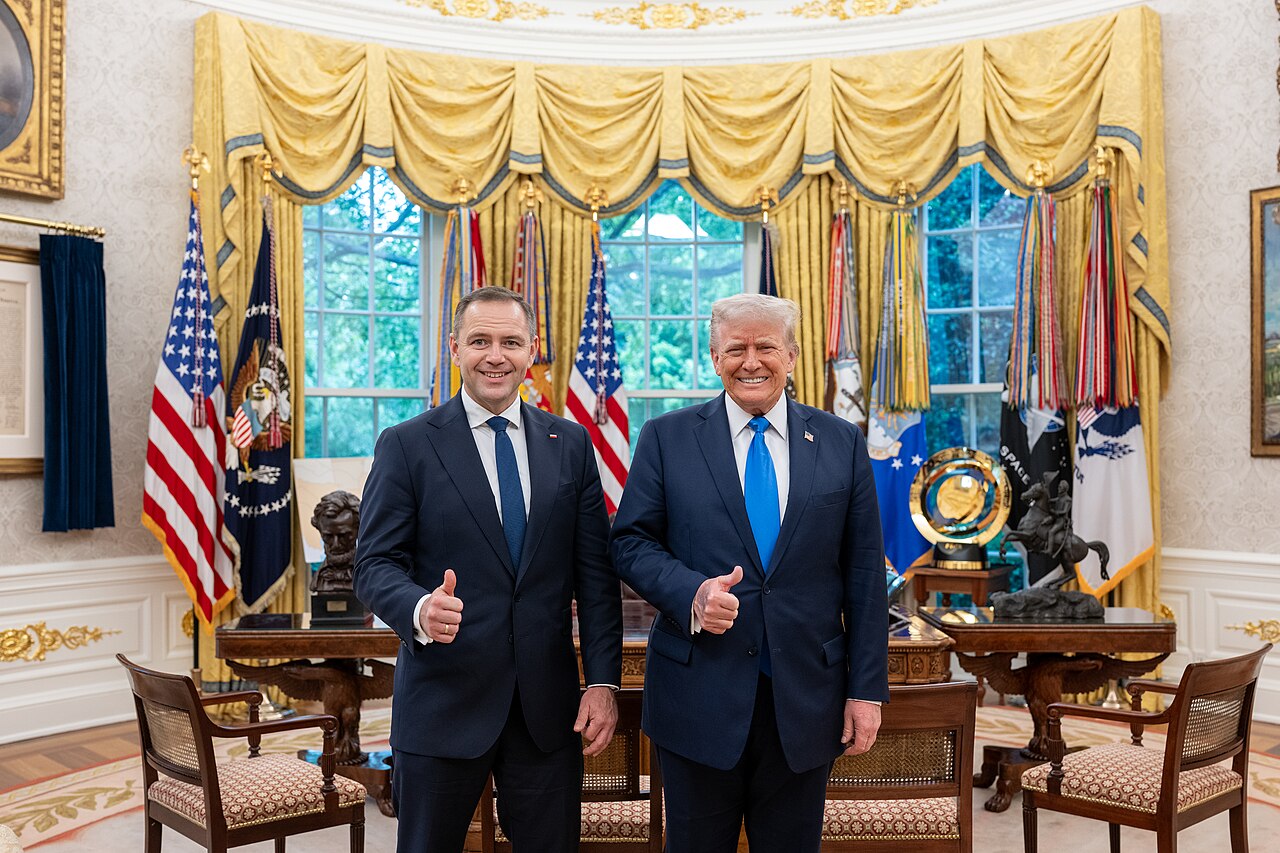 President Donald Trump in the Oval Office during a May 2025 White House meeting